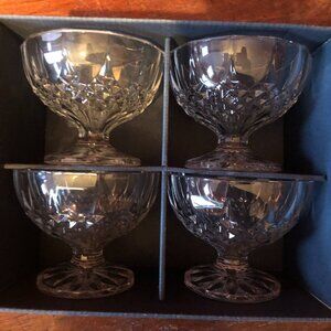 BNIB Fancy LongChamp Cristal D'Arques Crystal  Footed Vintage Antique Bowls x4